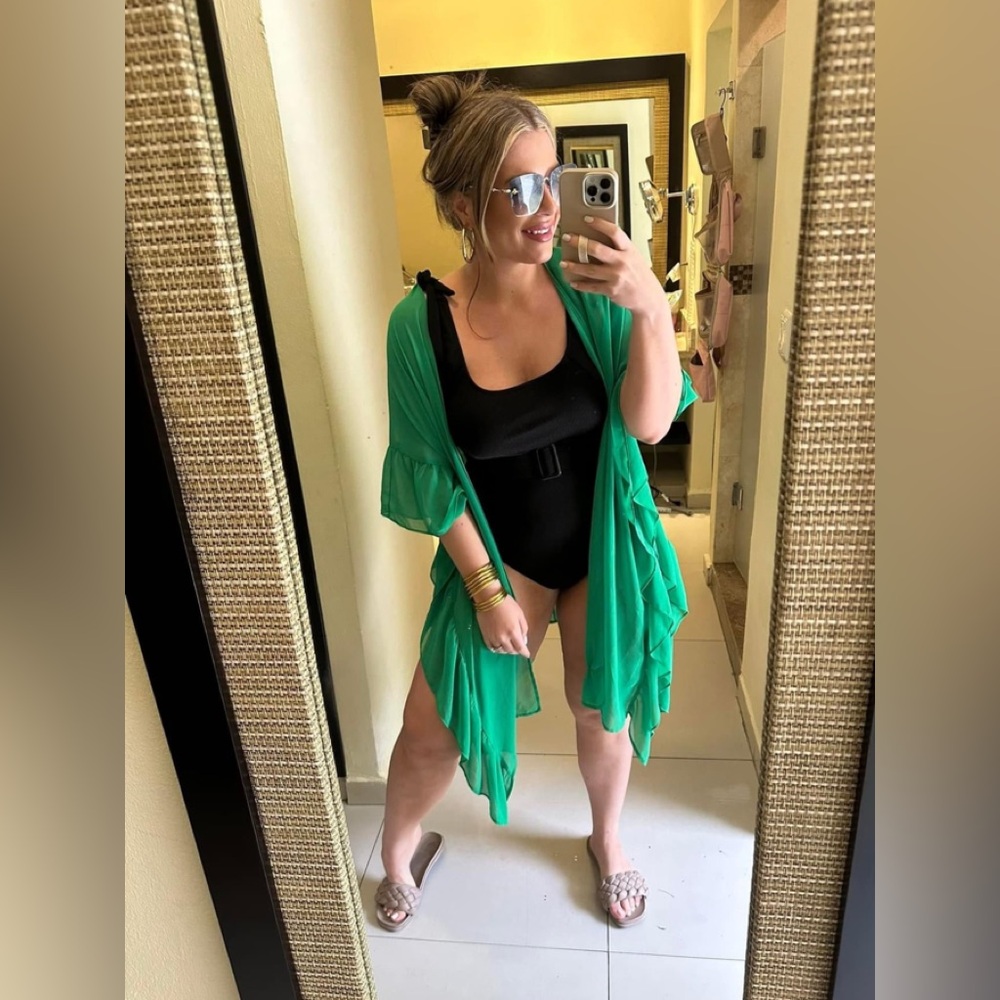 Ruffle Kimono / Swimsuit Cover Up in Green